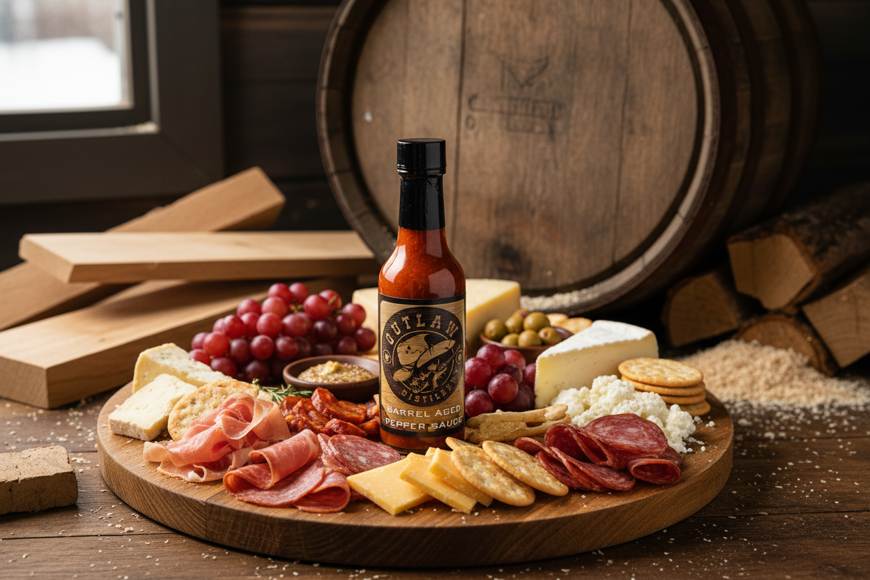 Barrel Aged Hot Sauce with Charcuterie Board