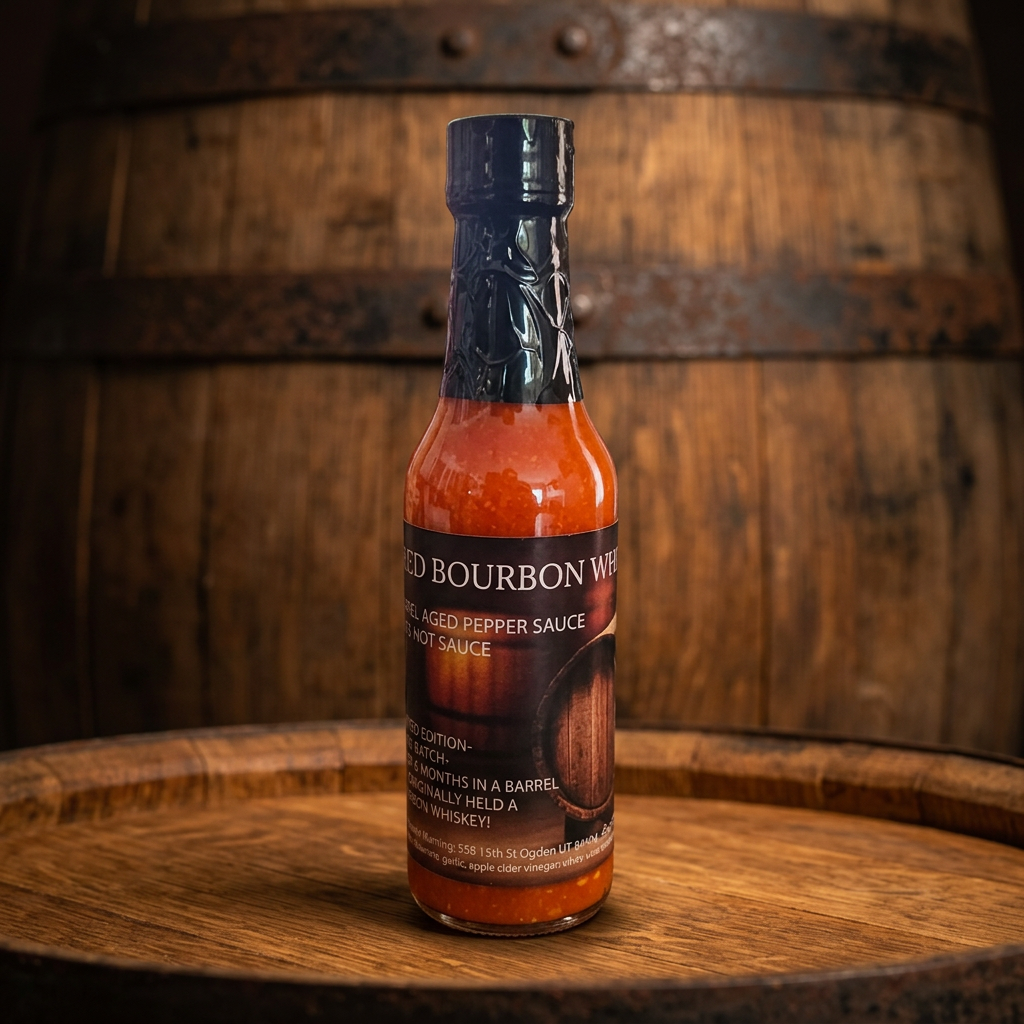 Bourbon barrel setting for Z's red pepper sauce