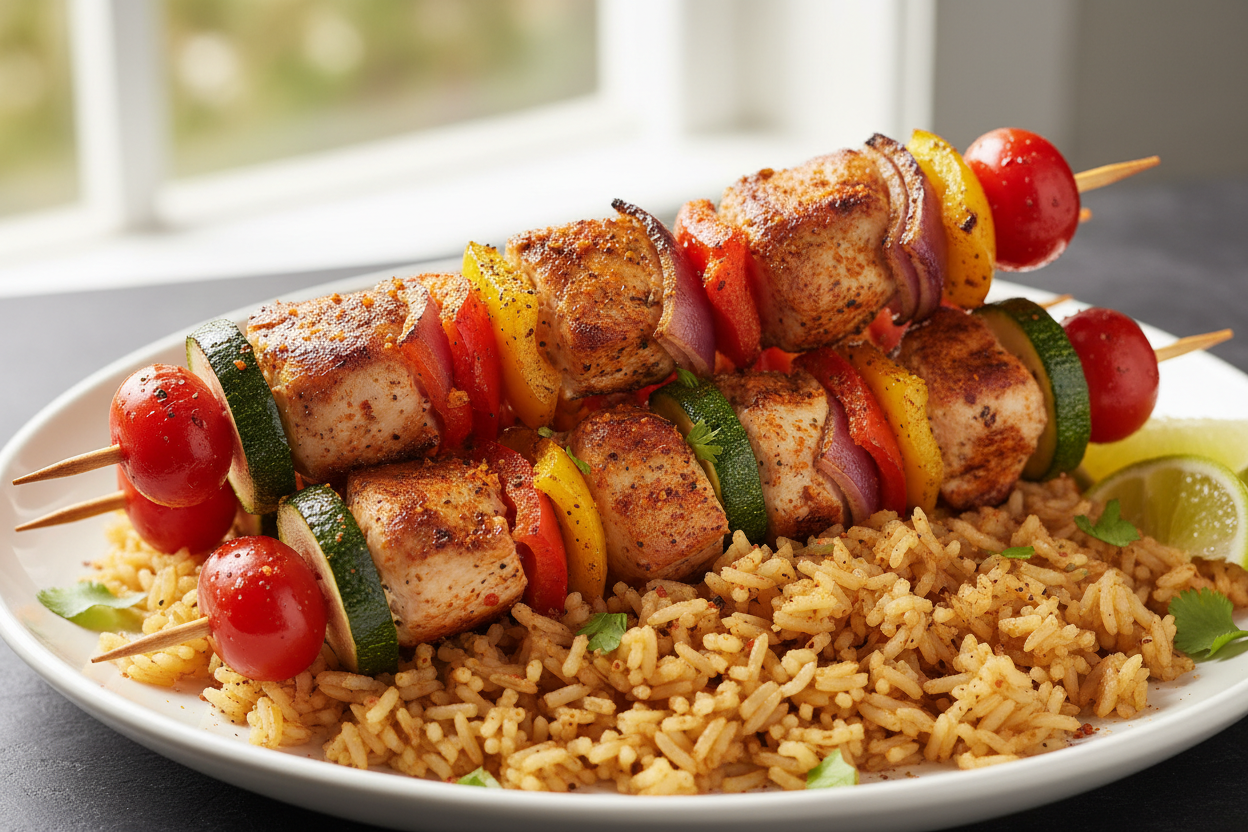 Grilled Chicken and Vegetable Skewers with Orange Habanero