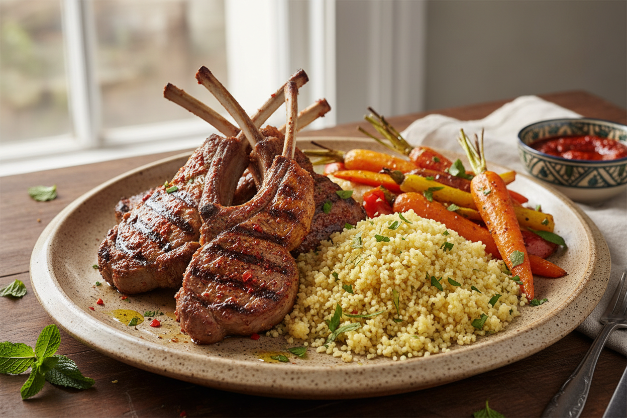 Grilled Lamb with Red Harissa