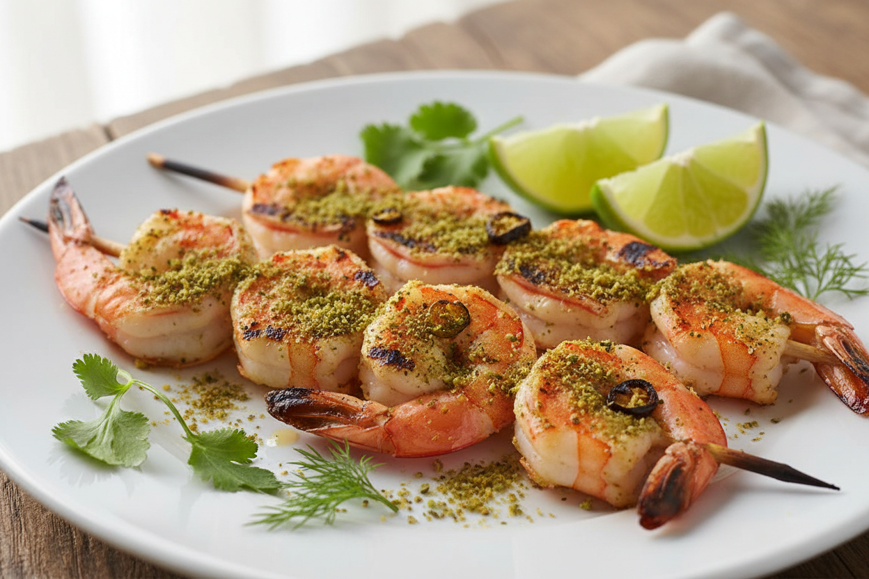 Grilled Shrimp with Green Ghost Pepper