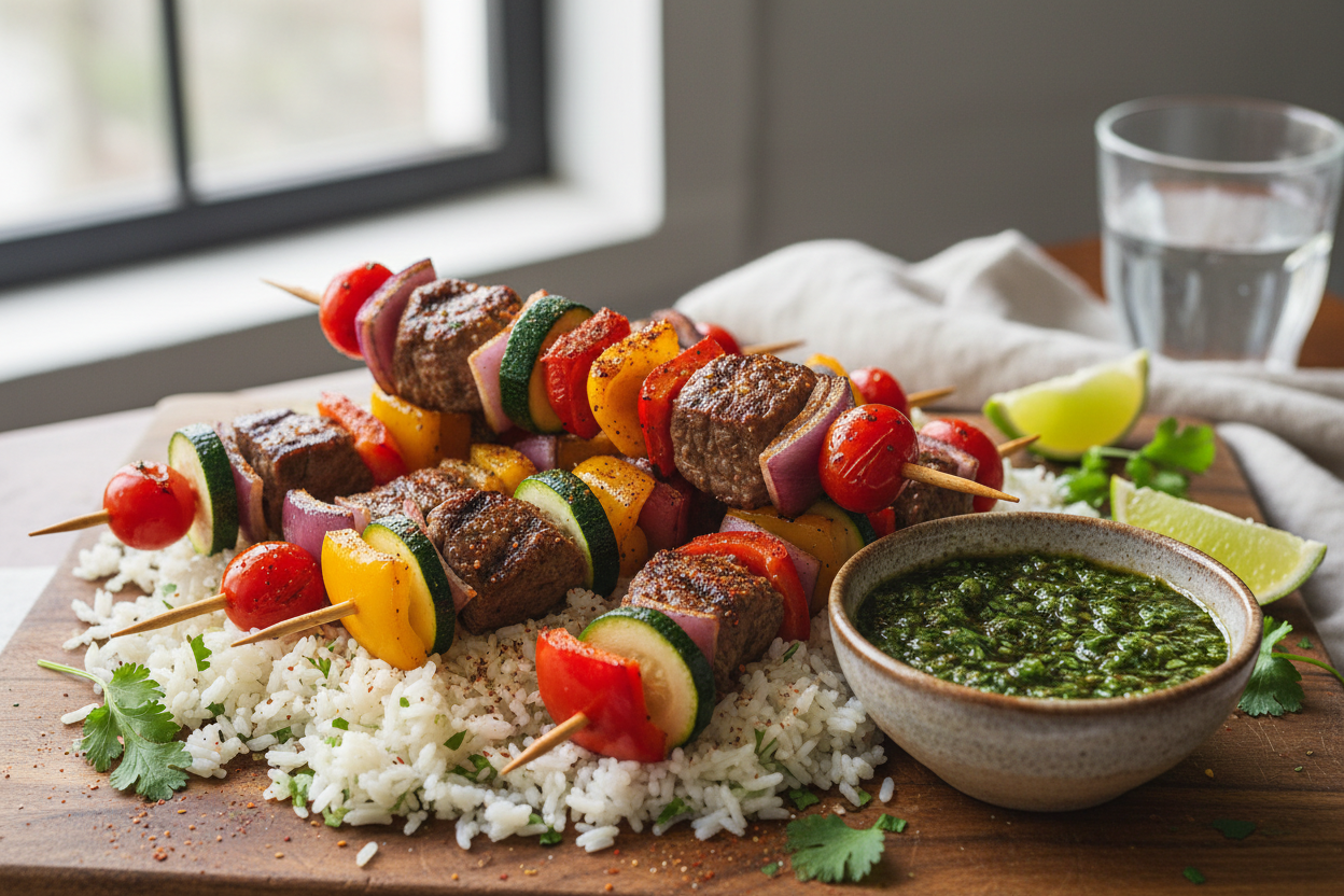 Grilled Steak and Vegetable Kabobs with Peter Pepper