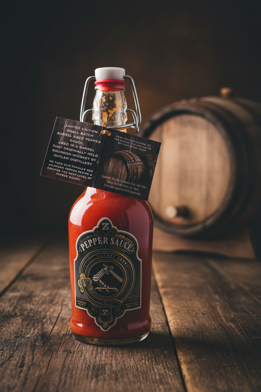 Red Bourbon Whiskey Barrel Aged Pepper Sauce