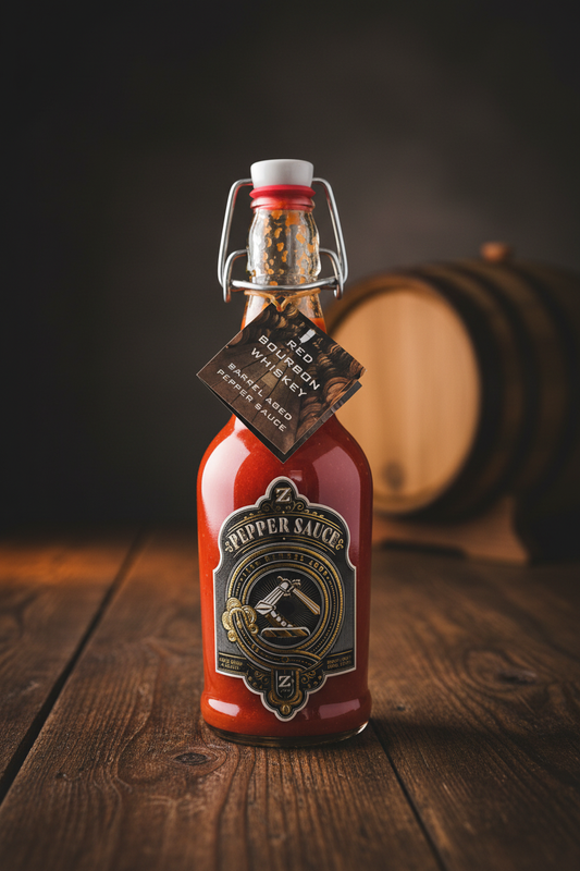 Red Bourbon Whiskey Barrel Aged Pepper Sauce
