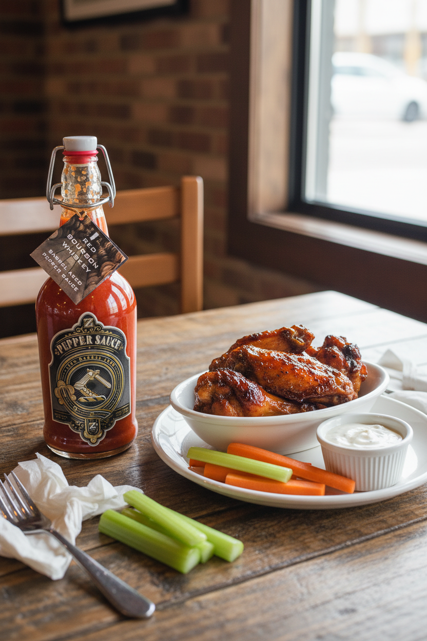 Large 16oz Flip-Top Bottle with BBQ Wings