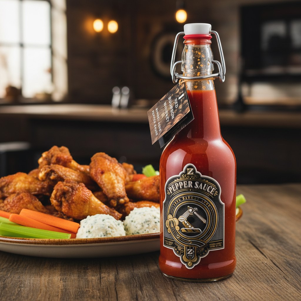 Large 16oz Flip-Top Bottle with Buffalo Wings