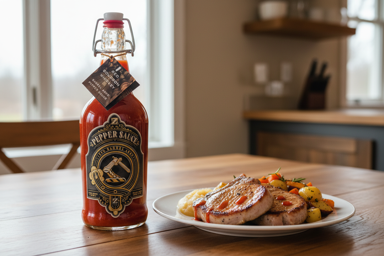 Large 16oz Flip-Top Bottle with Pork Chops