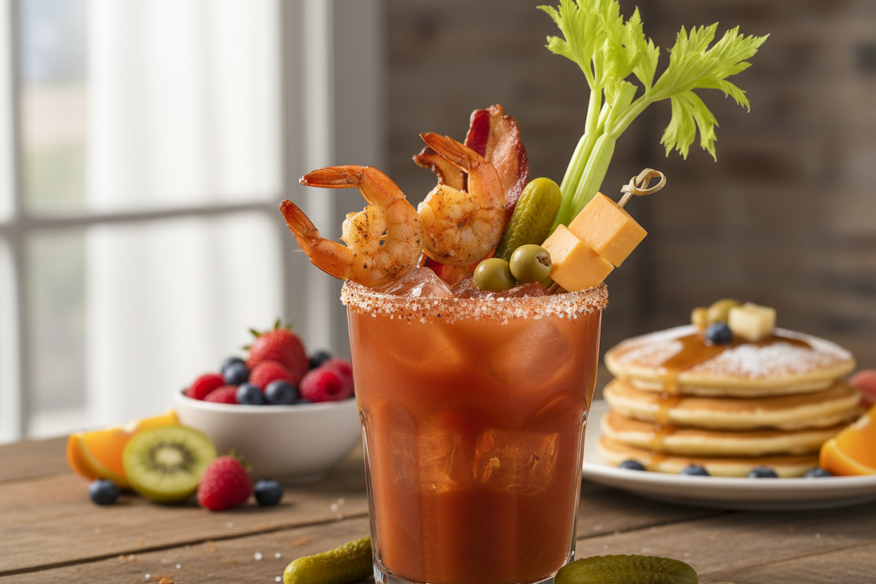 Loaded Bloody Mary - Shrimp, Bacon, Pickles