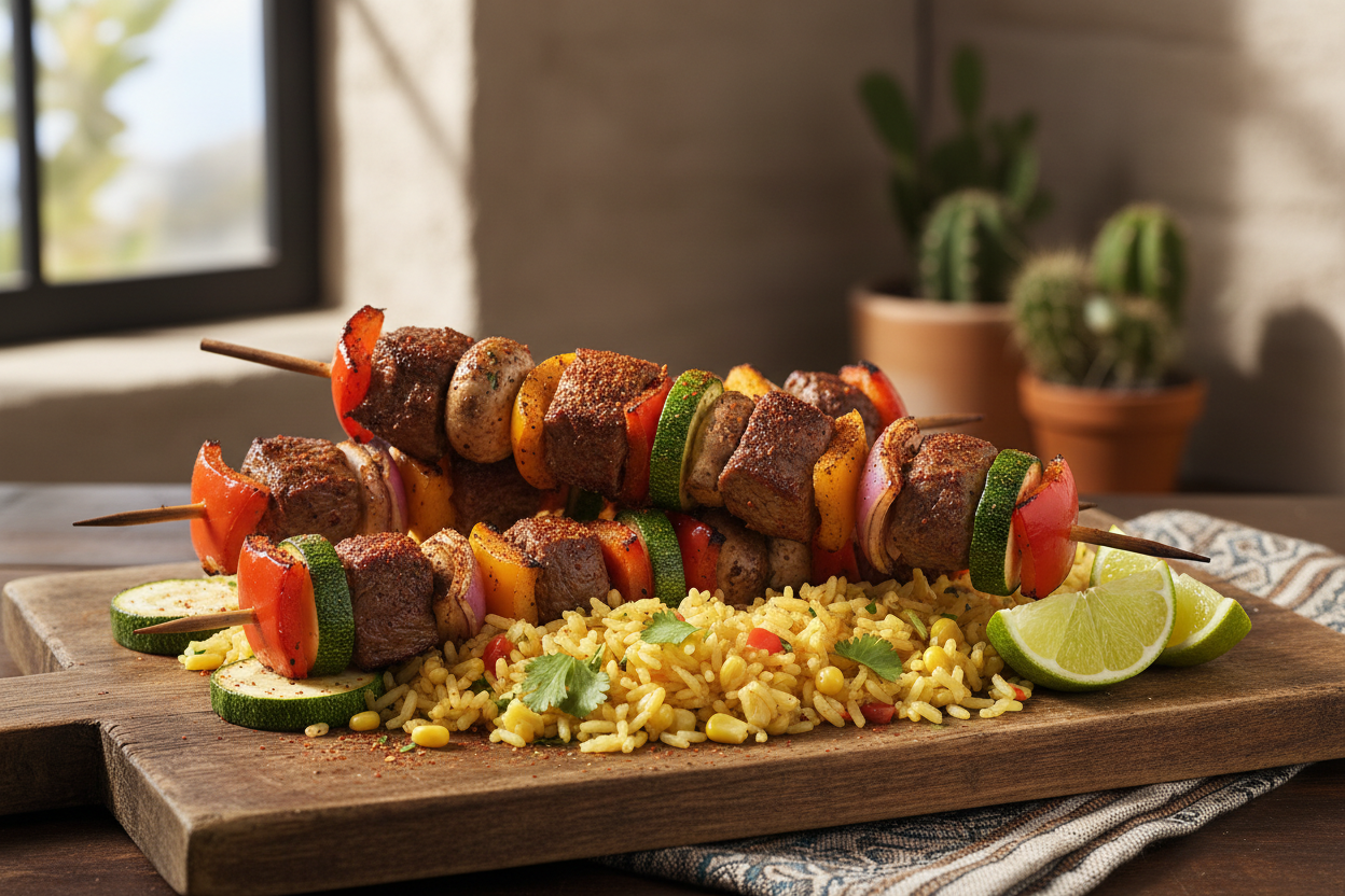Mexican Beef and Vegetable Kabobs with Pequin