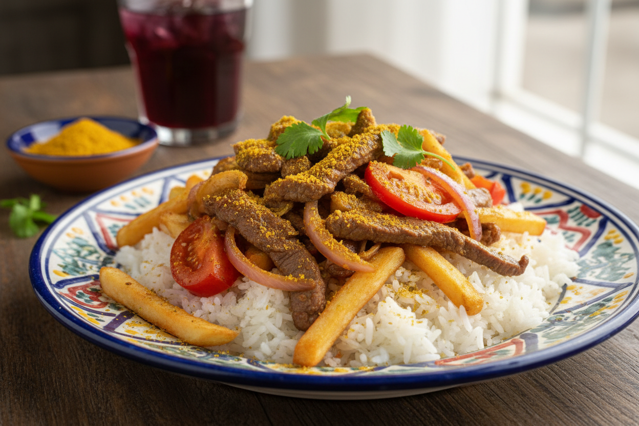 Peruvian Lomo Saltado with Aji Lemon