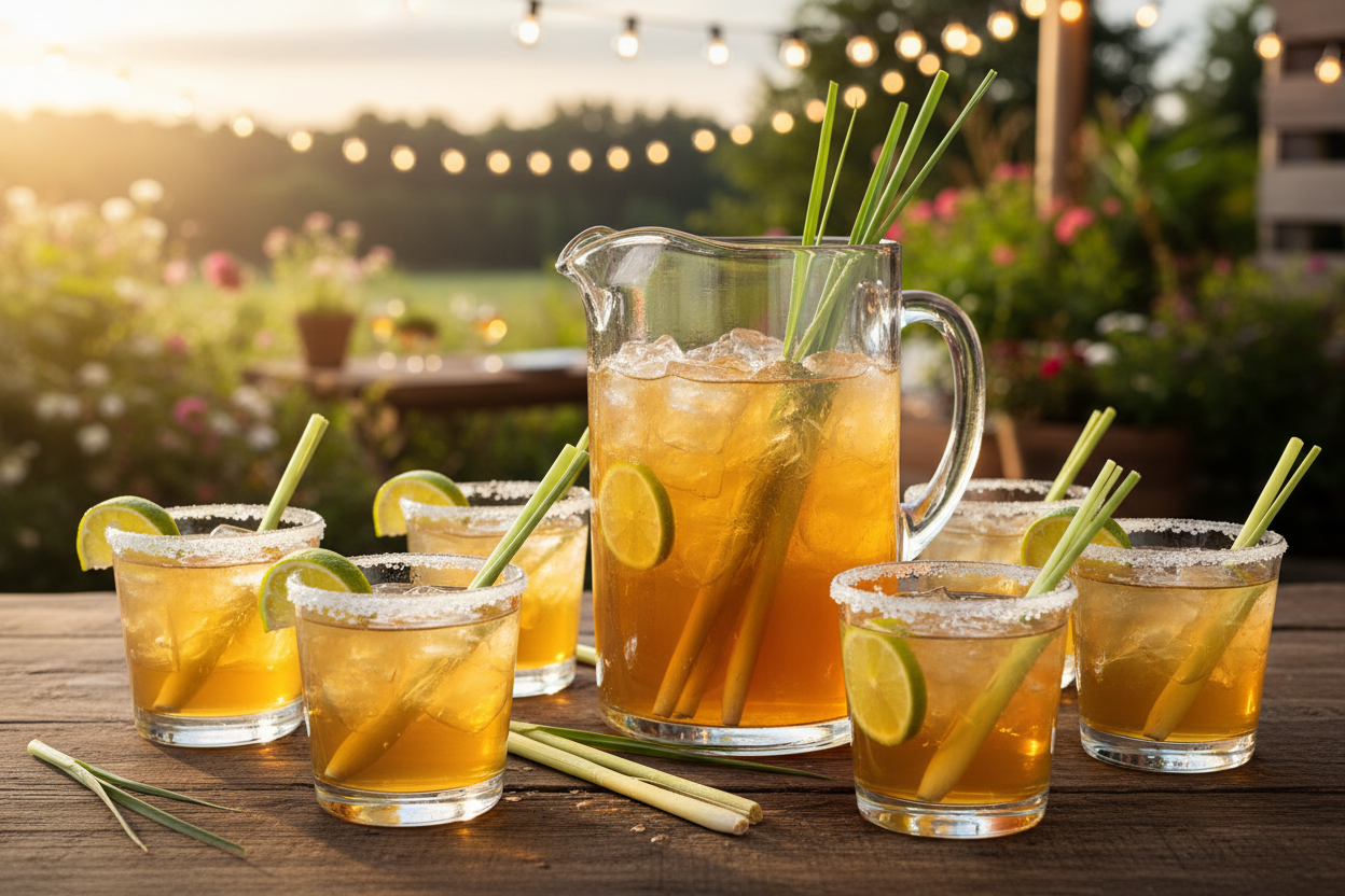 Pitcher of darker golden margaritas for summer party