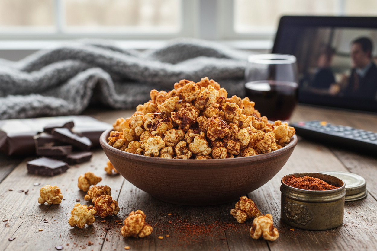 Spicy Popcorn with Chocolate Bhutlah