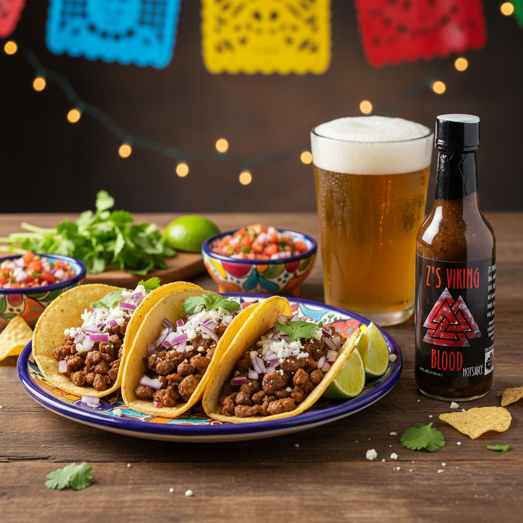 Tacos with Beer and Hot Sauce