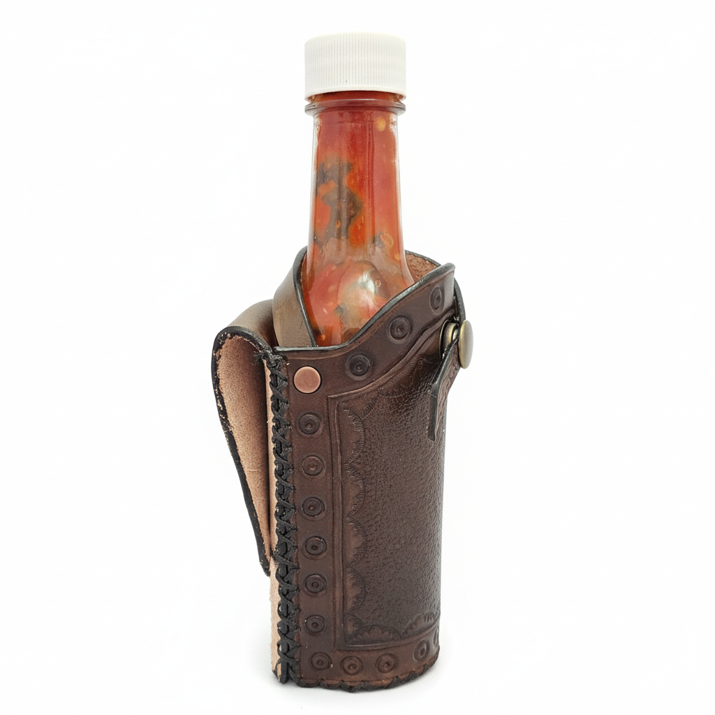 Textured Dark Brown Leather Holster - White Background