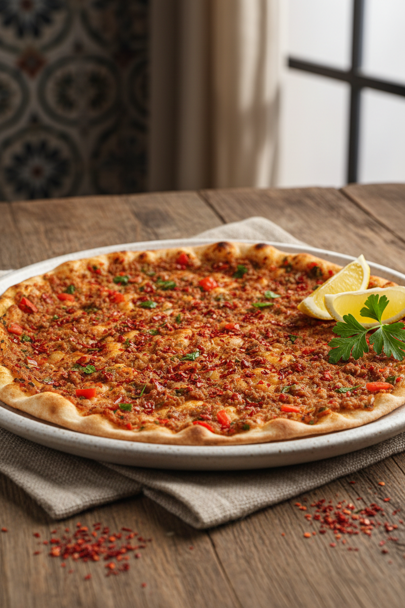 Turkish Lahmacun with Aleppo Pepper