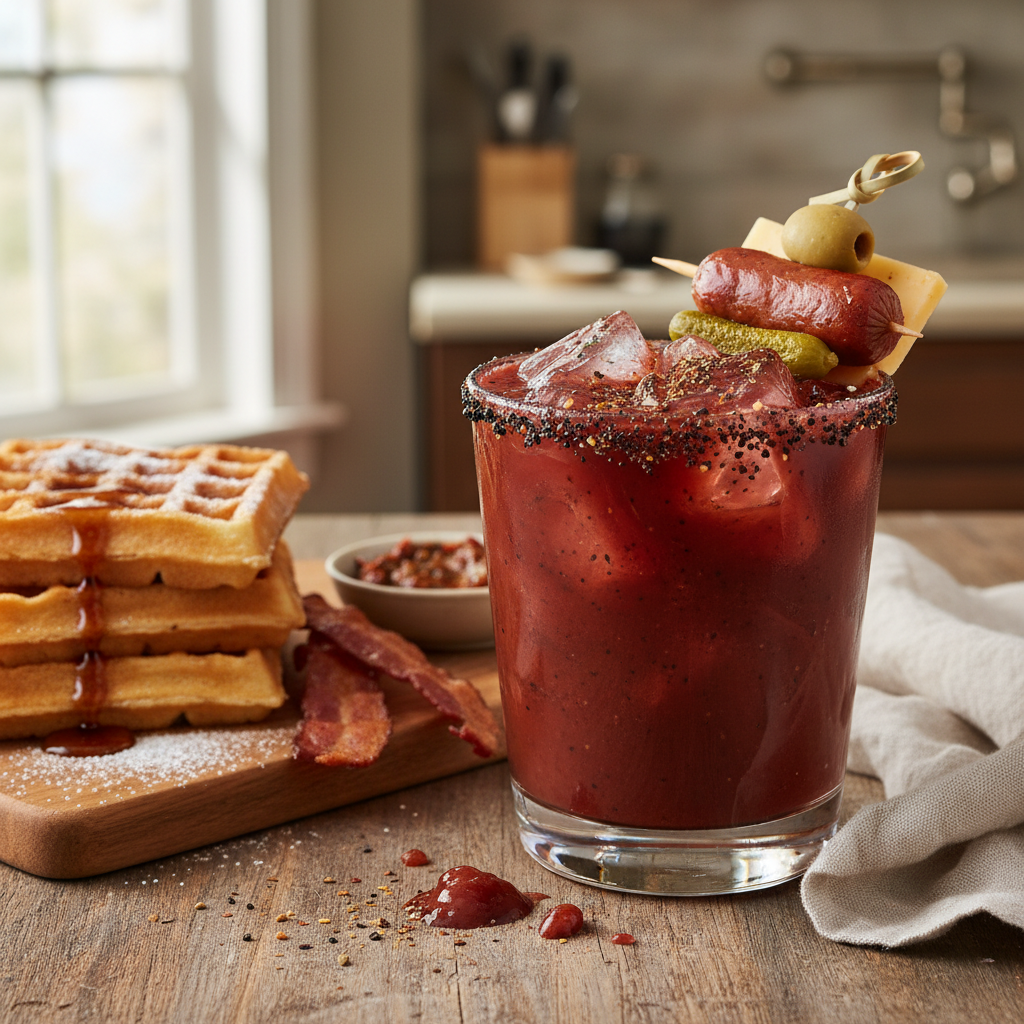Ultra-Dense Bloody Mary with Waffles