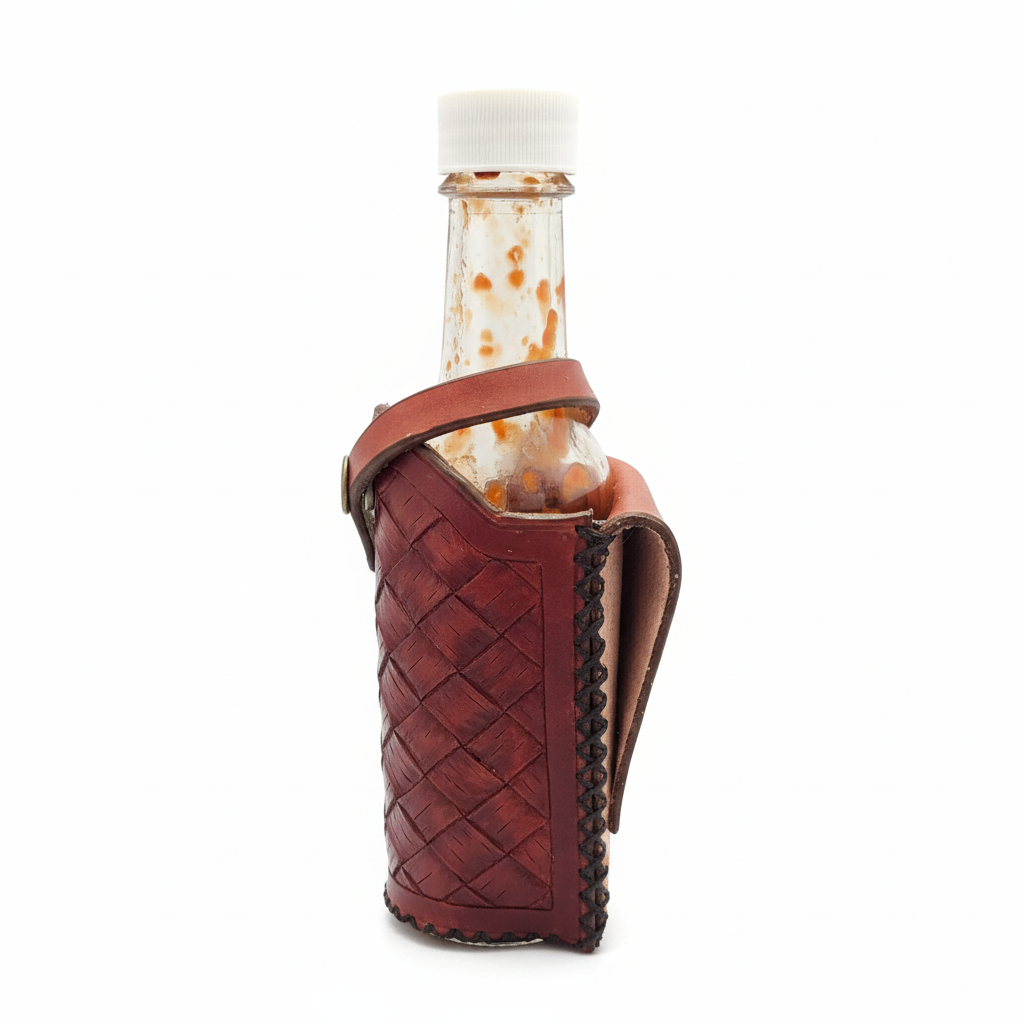Weave Pattern Leather Holster - White Background