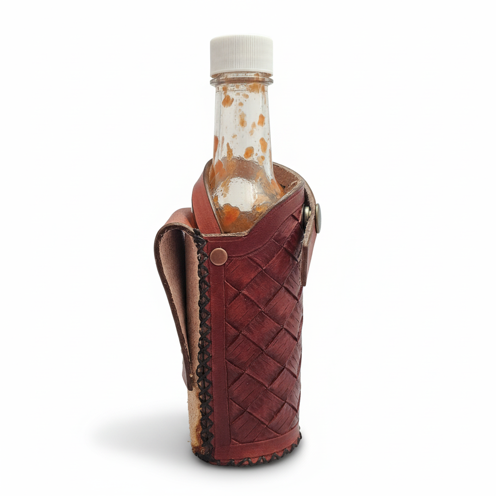 Weave Pattern Leather Holster - White Background