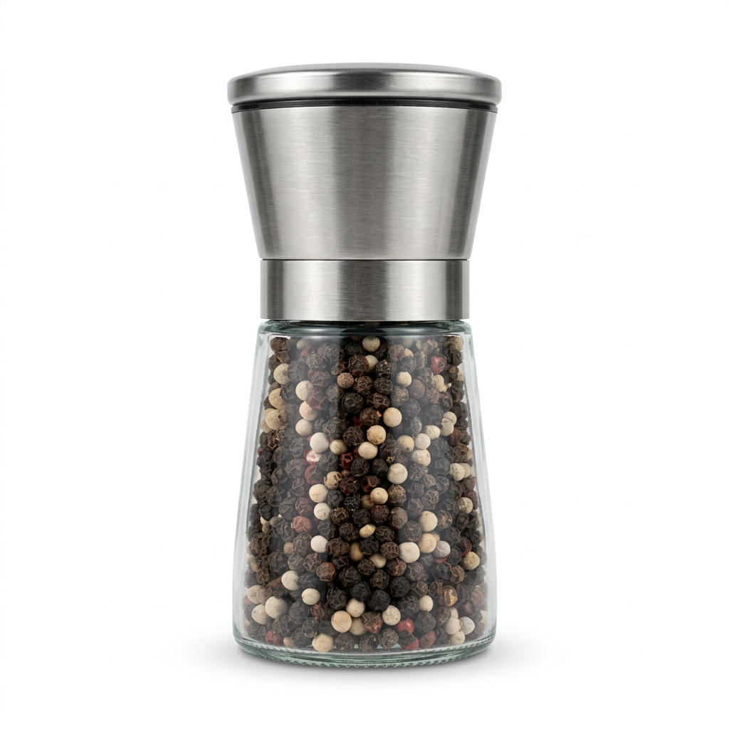 White-background peppercorn grinder photo